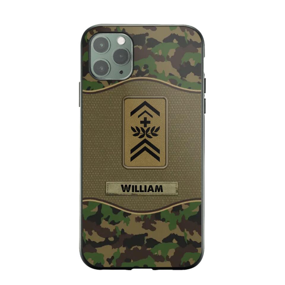 Personalized Swiss Veterans/Soldier Camo Phone Case Printed 22OCT-HY05