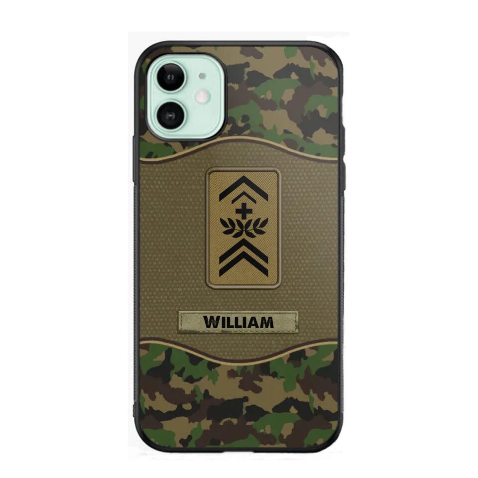 Personalized Swiss Veterans/Soldier Camo Phone Case Printed 22OCT-HY05