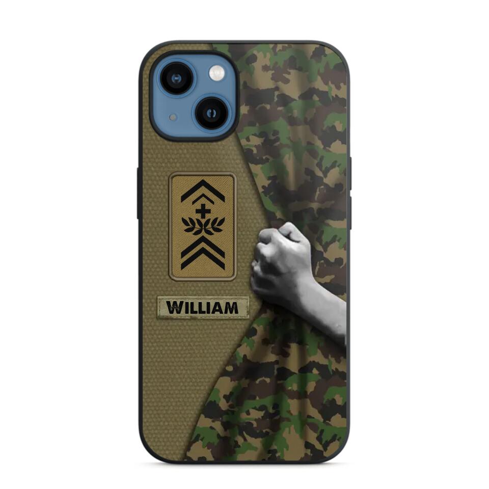 Personalized Swiss Veterans/Soldier Camo Phone Case Printed 22OCT-HY06