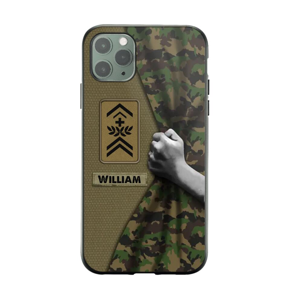 Personalized Swiss Veterans/Soldier Camo Phone Case Printed 22OCT-HY06