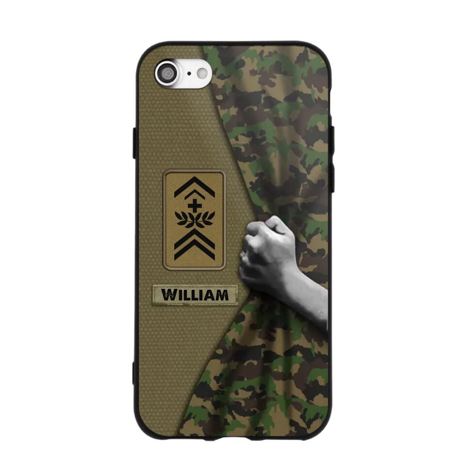 Personalized Swiss Veterans/Soldier Camo Phone Case Printed 22OCT-HY06