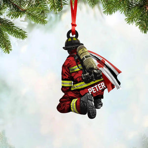 Personalized Canadian Firefighter Christmas Acrylic/Plastic Ornament Printed QTVQ0610