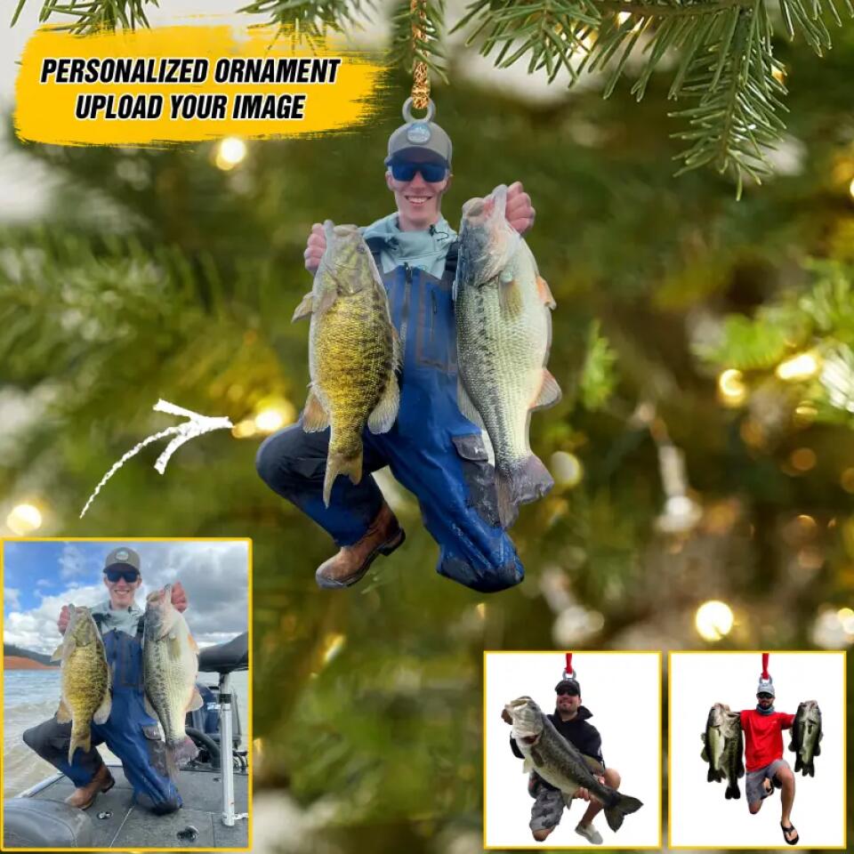 Personalized Your Image Bass fishing Christmas Wood Ornament Printed QTDT0610