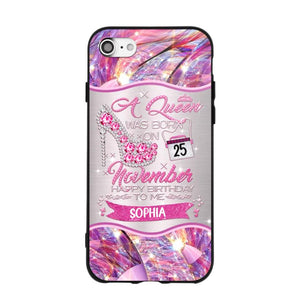 Personalized A Queen Was Born In November Sparkling Color Phone Case Printed 22OCT-HQ07