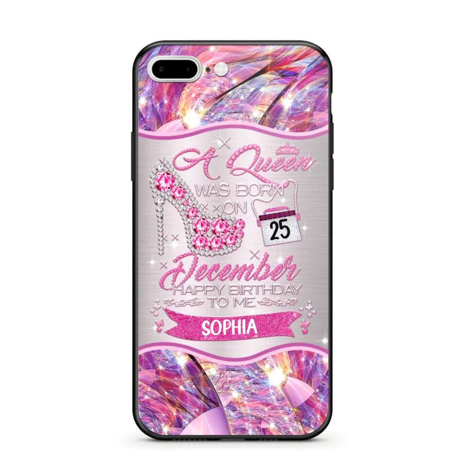 Personalized A Queen Was Born In December Sparkling Color Phone Case Printed 22OCT-HQ07