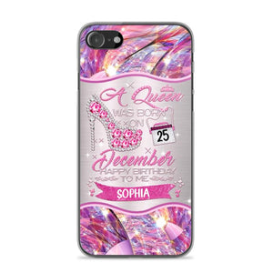 Personalized A Queen Was Born In December Sparkling Color Phone Case Printed 22OCT-HQ07