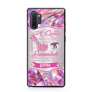 Personalized A Queen Was Born In December Sparkling Color Phone Case Printed 22OCT-HQ07