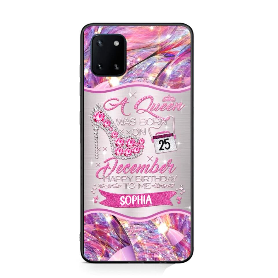 Personalized A Queen Was Born In December Sparkling Color Phone Case Printed 22OCT-HQ07