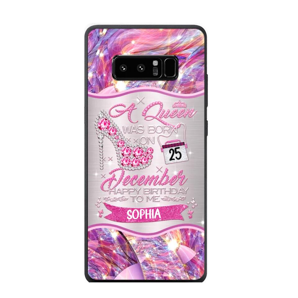 Personalized A Queen Was Born In December Sparkling Color Phone Case Printed 22OCT-HQ07