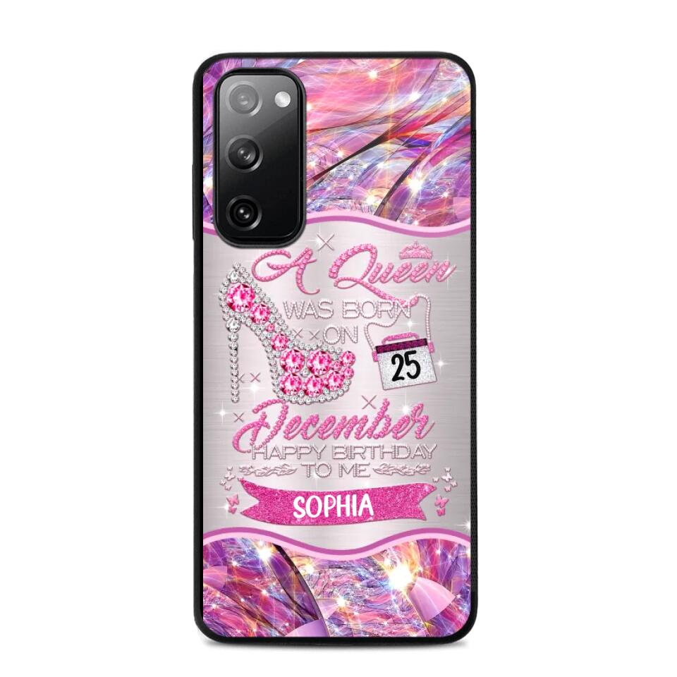 Personalized A Queen Was Born In December Sparkling Color Phone Case Printed 22OCT-HQ07