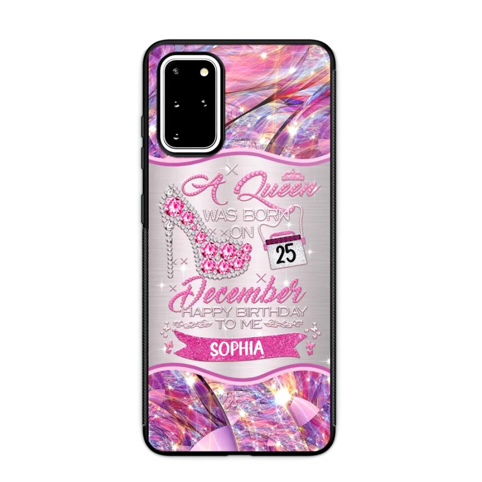 Personalized A Queen Was Born In December Sparkling Color Phone Case Printed 22OCT-HQ07