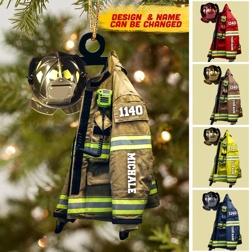 Personalized Us Firefighter Christmas Wood Ornament Printed 22OCT-MA10