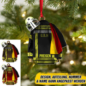 Personalized German Firefighter Christmas Wood Ornament Printed 22OCT-DT10