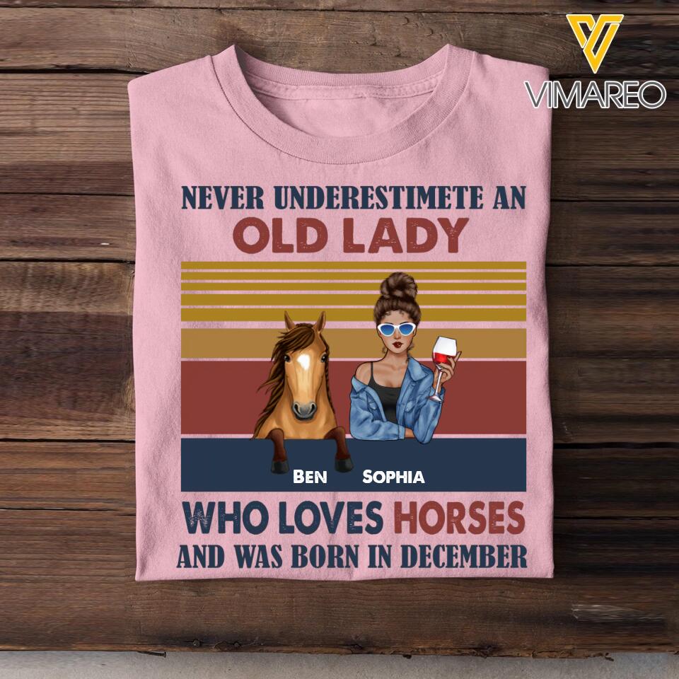 Personalized Lady Girl Love Horse and Was Born In December Tshirt Printed 22OCT-HY10