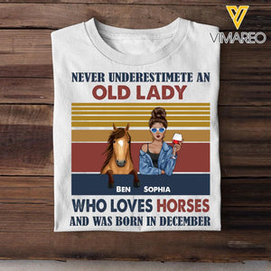 Personalized Lady Girl Love Horse and Was Born In December Tshirt Printed 22OCT-HY10