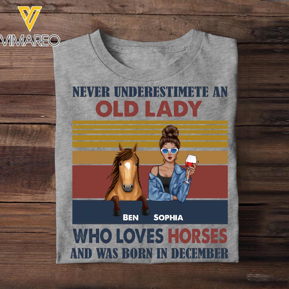 Personalized Lady Girl Love Horse and Was Born In December Tshirt Printed 22OCT-HY10