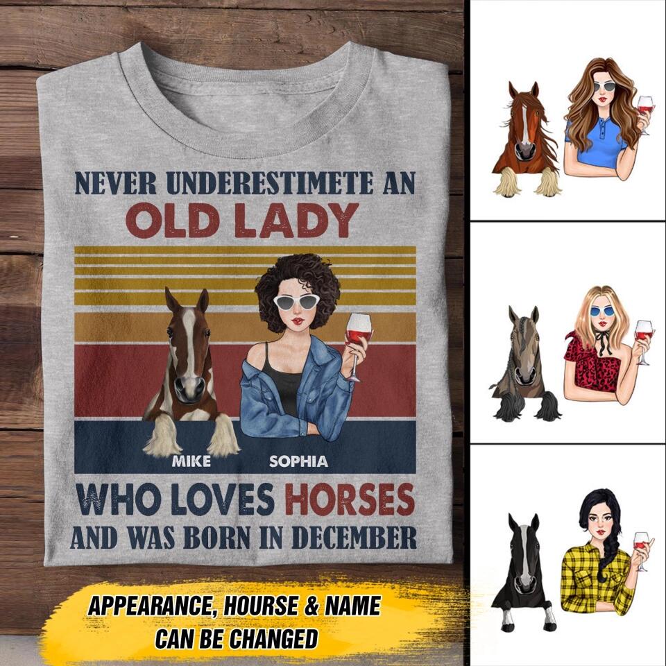 Personalized Lady Girl Love Horse and Was Born In December Tshirt Printed 22OCT-HY10