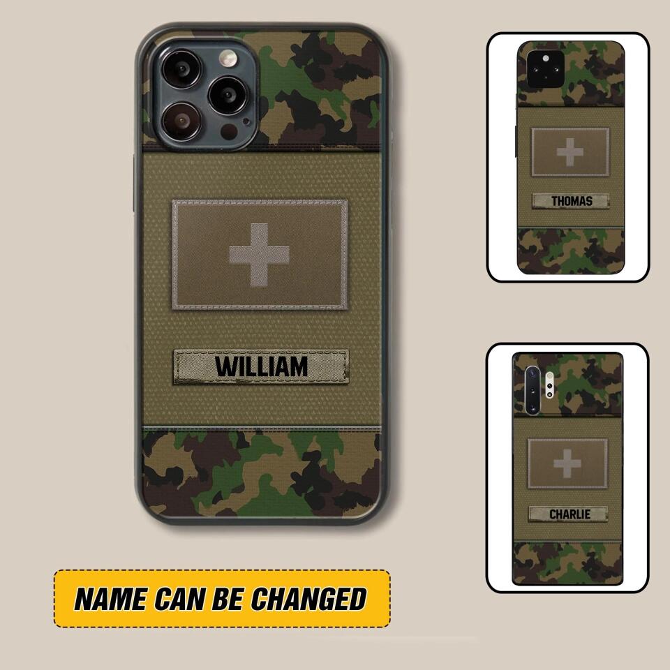 Personalized Swiss Veterans/Soldier Camo Phone Case Printed 22OCT-HY11