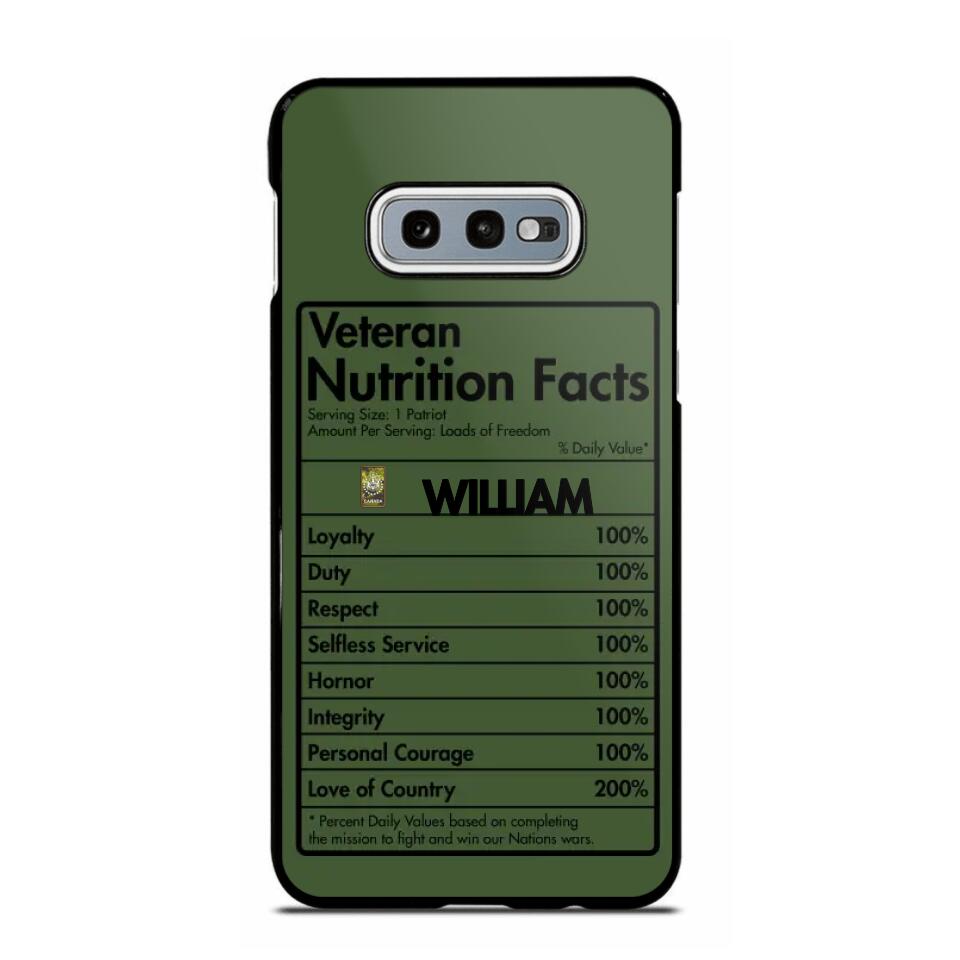 Personalized Canadian Veteran Nutrition Facts Phonecase 3D Printed QTDT1210