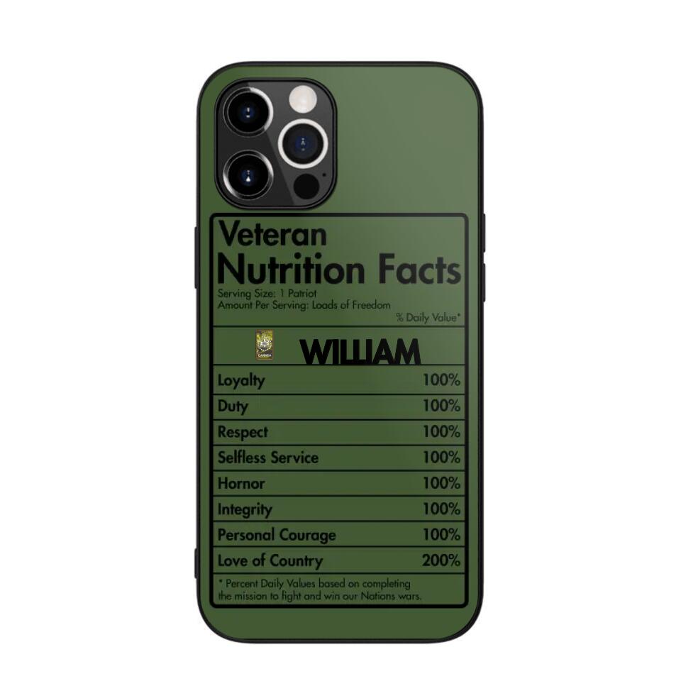 Personalized Canadian Veteran Nutrition Facts Phonecase 3D Printed QTDT1210