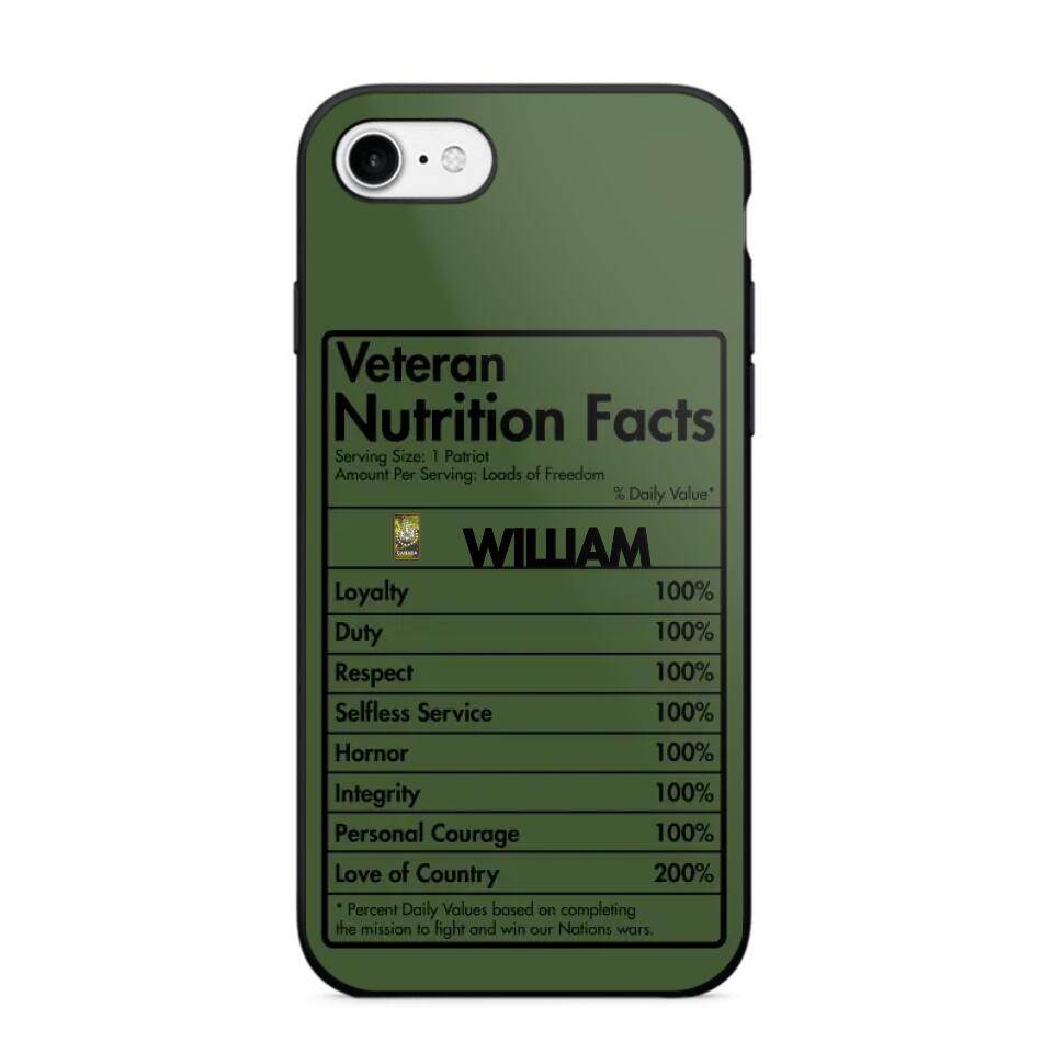 Personalized Canadian Veteran Nutrition Facts Phonecase 3D Printed QTDT1210