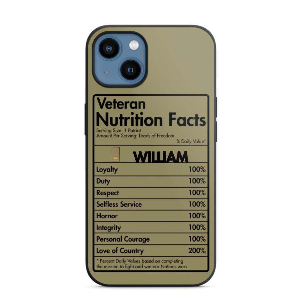 Personalized Italian Veteran Nutrition Facts Phonecase 3D Printed QTDT1210