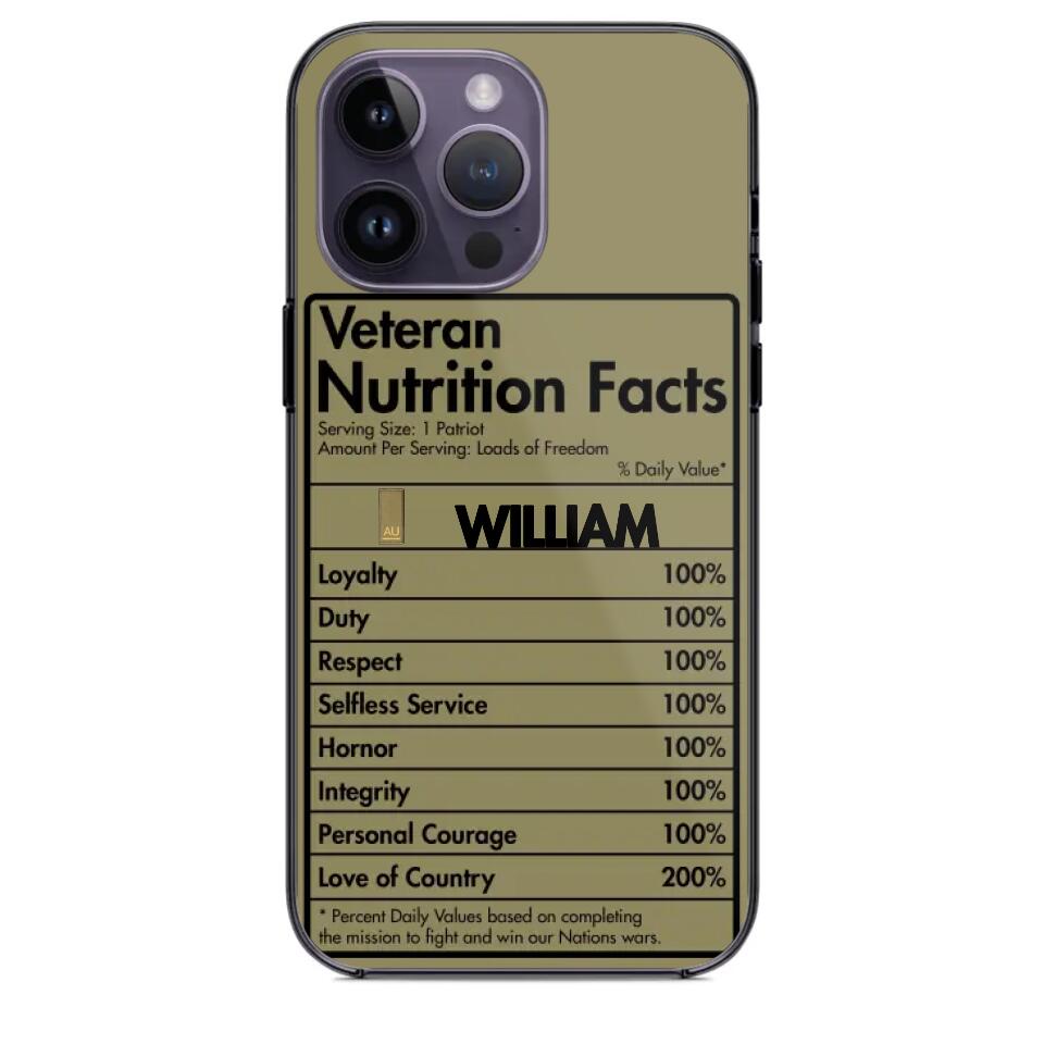 Personalized Italian Veteran Nutrition Facts Phonecase 3D Printed QTDT1210