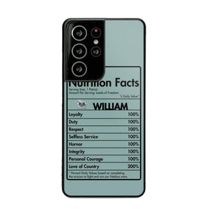 Personalized US Veteran Nutrition Facts Phonecase 3D Printed QTDT1210