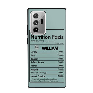 Personalized US Veteran Nutrition Facts Phonecase 3D Printed QTDT1210