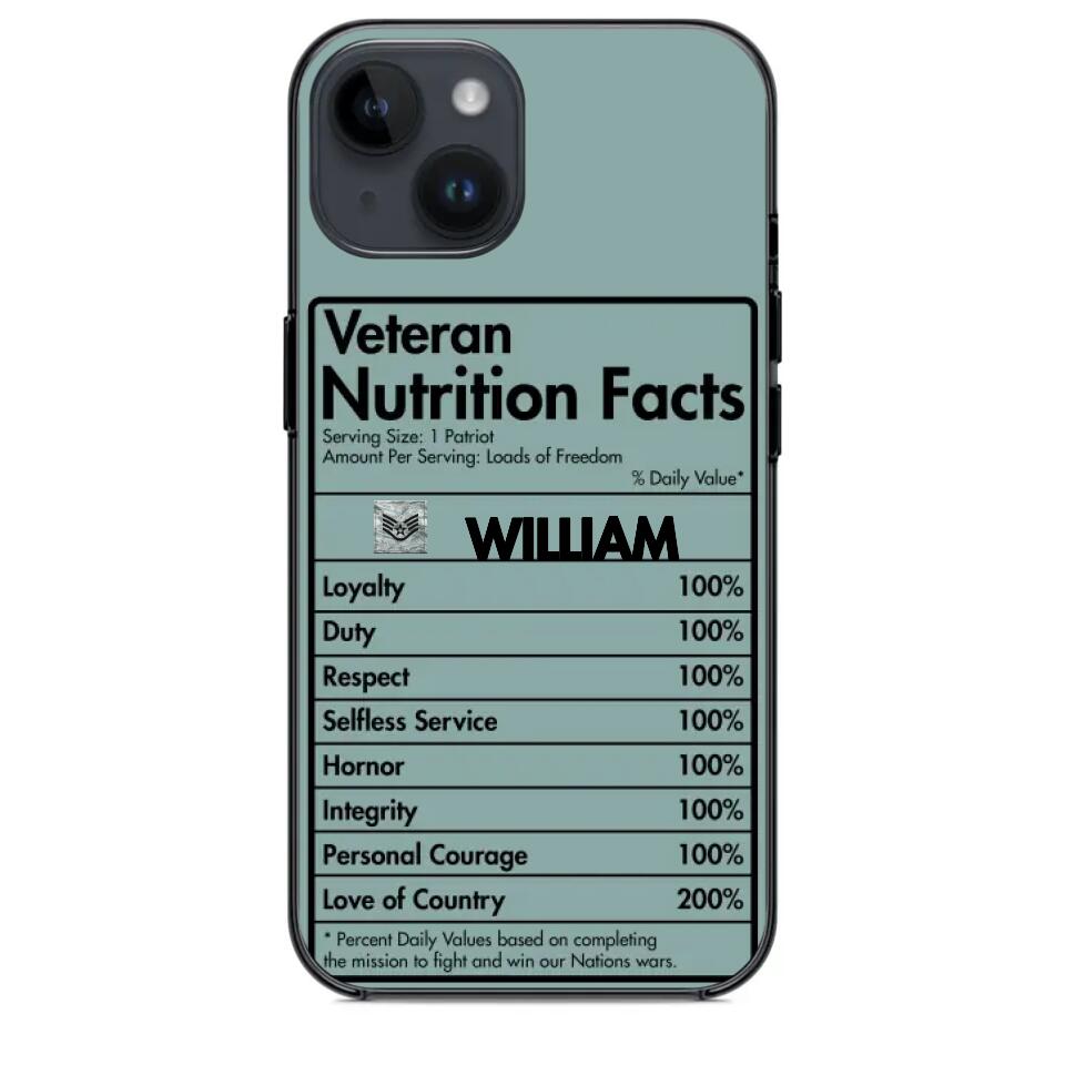 Personalized US Veteran Nutrition Facts Phonecase 3D Printed QTDT1210