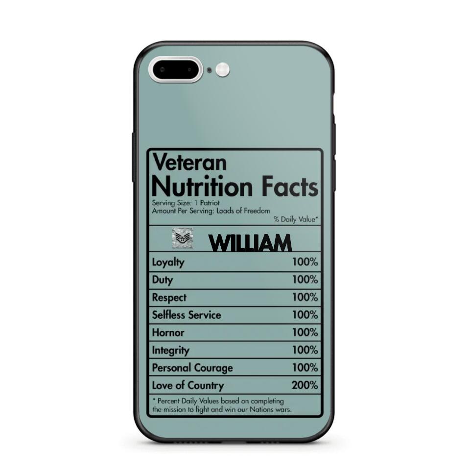 Personalized US Veteran Nutrition Facts Phonecase 3D Printed QTDT1210