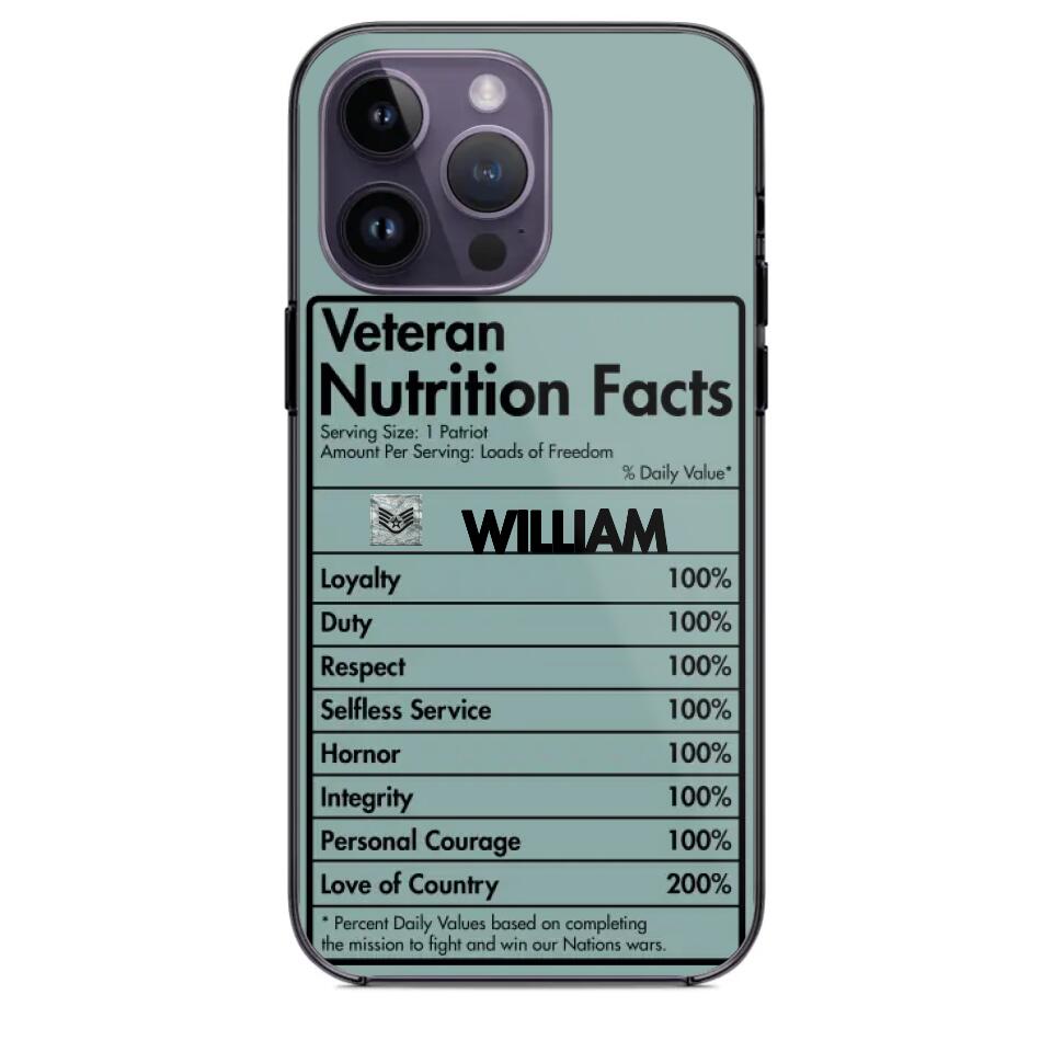 Personalized US Veteran Nutrition Facts Phonecase 3D Printed QTDT1210