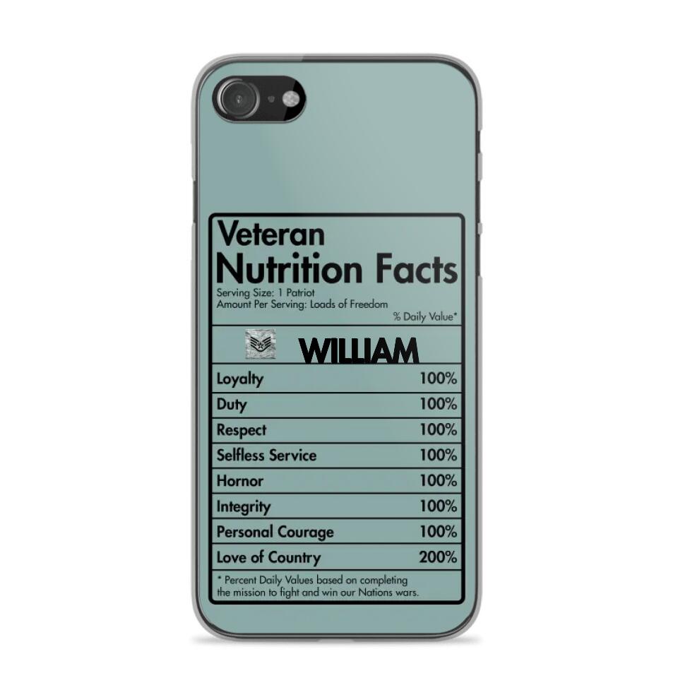 Personalized US Veteran Nutrition Facts Phonecase 3D Printed QTDT1210