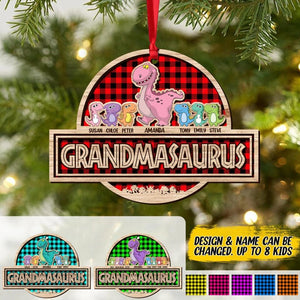 Personalized Grandmasaurus Caro Color Christmas Wood Ornament Printed 22OCT-DT12