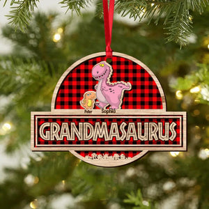 Personalized Grandmasaurus Caro Color Christmas Wood Ornament Printed 22OCT-DT12