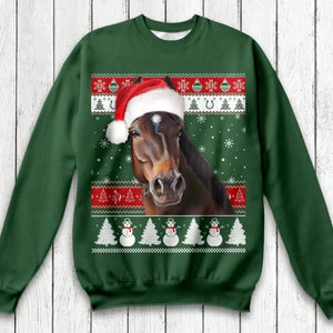 Personalized Your Image Horse Christmas Sweatshirt Prined 22OCT-13