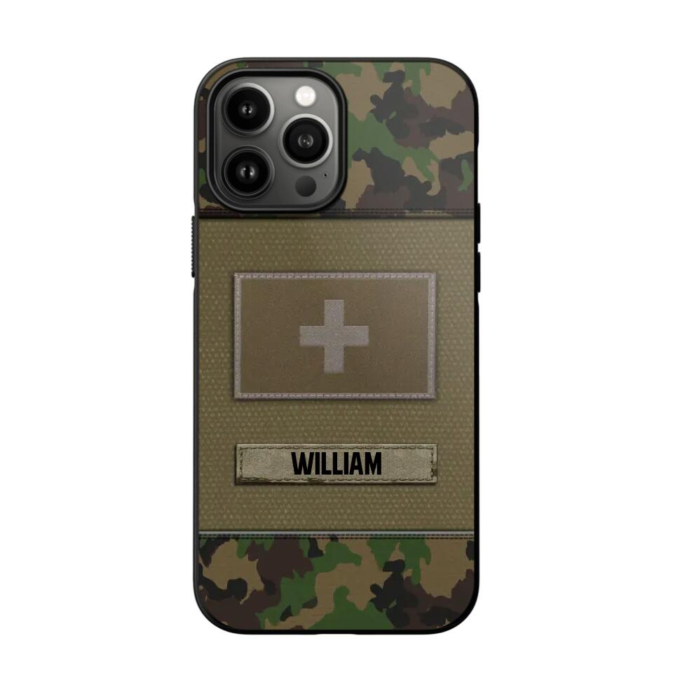 Personalized Swiss Veterans/Soldier Camo Flag Phone Case Printed 22OCT-HY15