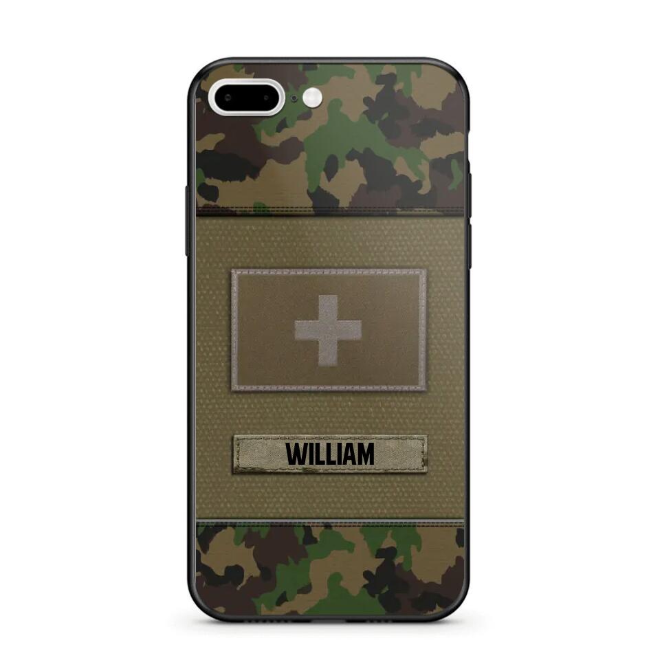 Personalized Swiss Veterans/Soldier Camo Flag Phone Case Printed 22OCT-HY15