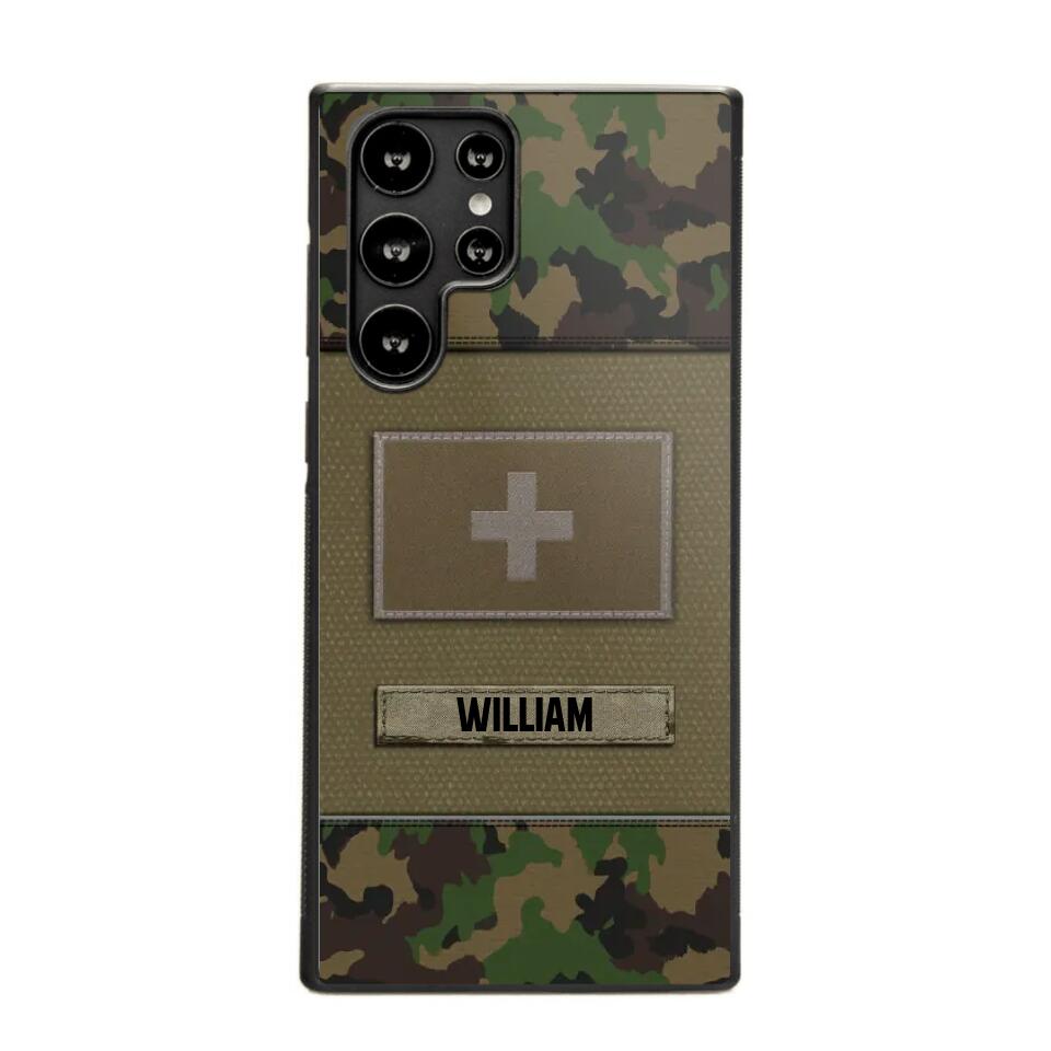 Personalized Swiss Veterans/Soldier Camo Flag Phone Case Printed 22OCT-HY15