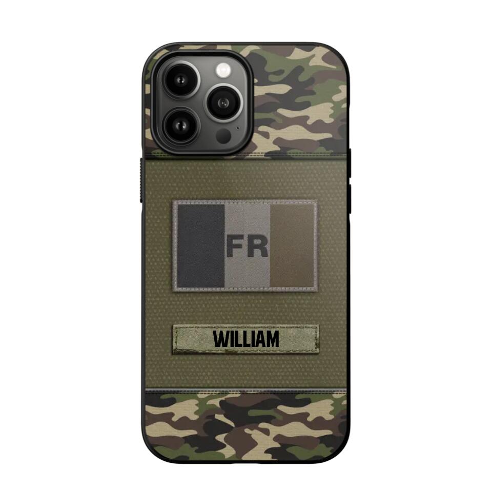 Personalized French Veterans/Soldier Camo Flag Phone Case Printed 22OCT-HY15