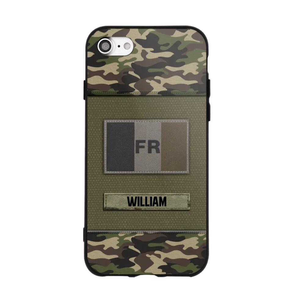 Personalized French Veterans/Soldier Camo Flag Phone Case Printed 22OCT-HY15