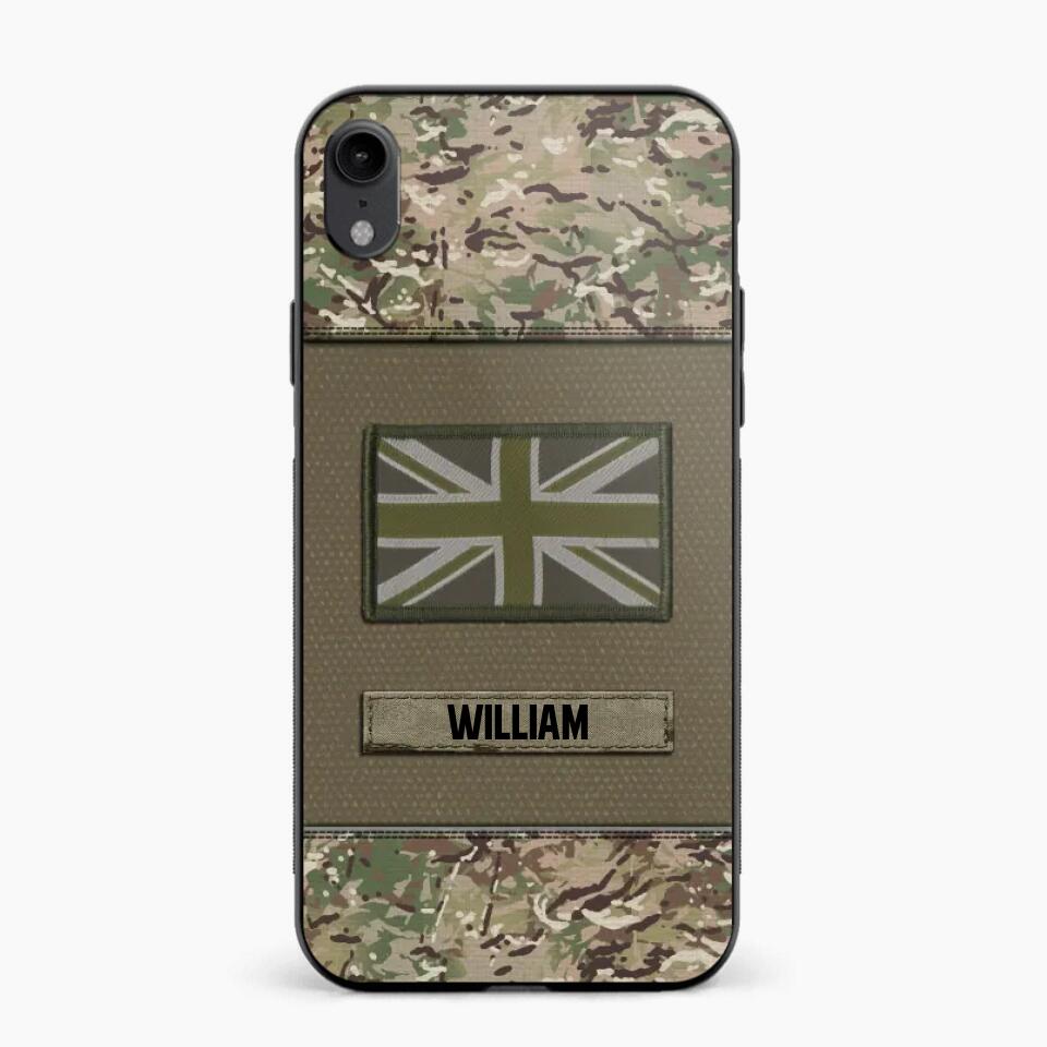 Personalized UK Veterans/Soldier Camo Flag Phone Case Printed 22OCT-HY15