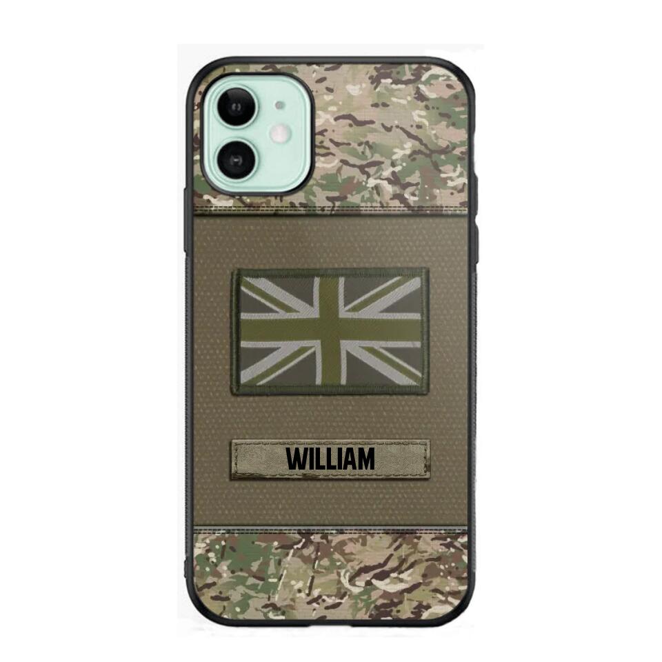 Personalized UK Veterans/Soldier Camo Flag Phone Case Printed 22OCT-HY15