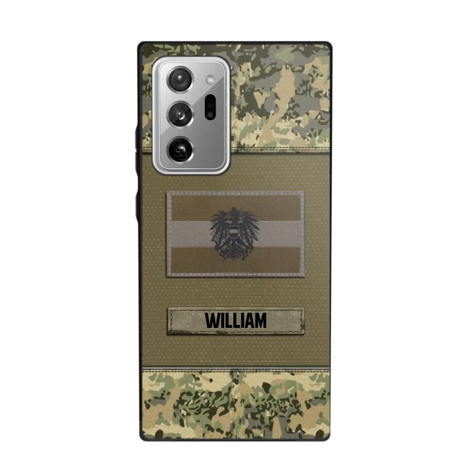 Personalized Austrian Veterans/Soldier Camo Flag Phone Case Printed 22OCT-HY15