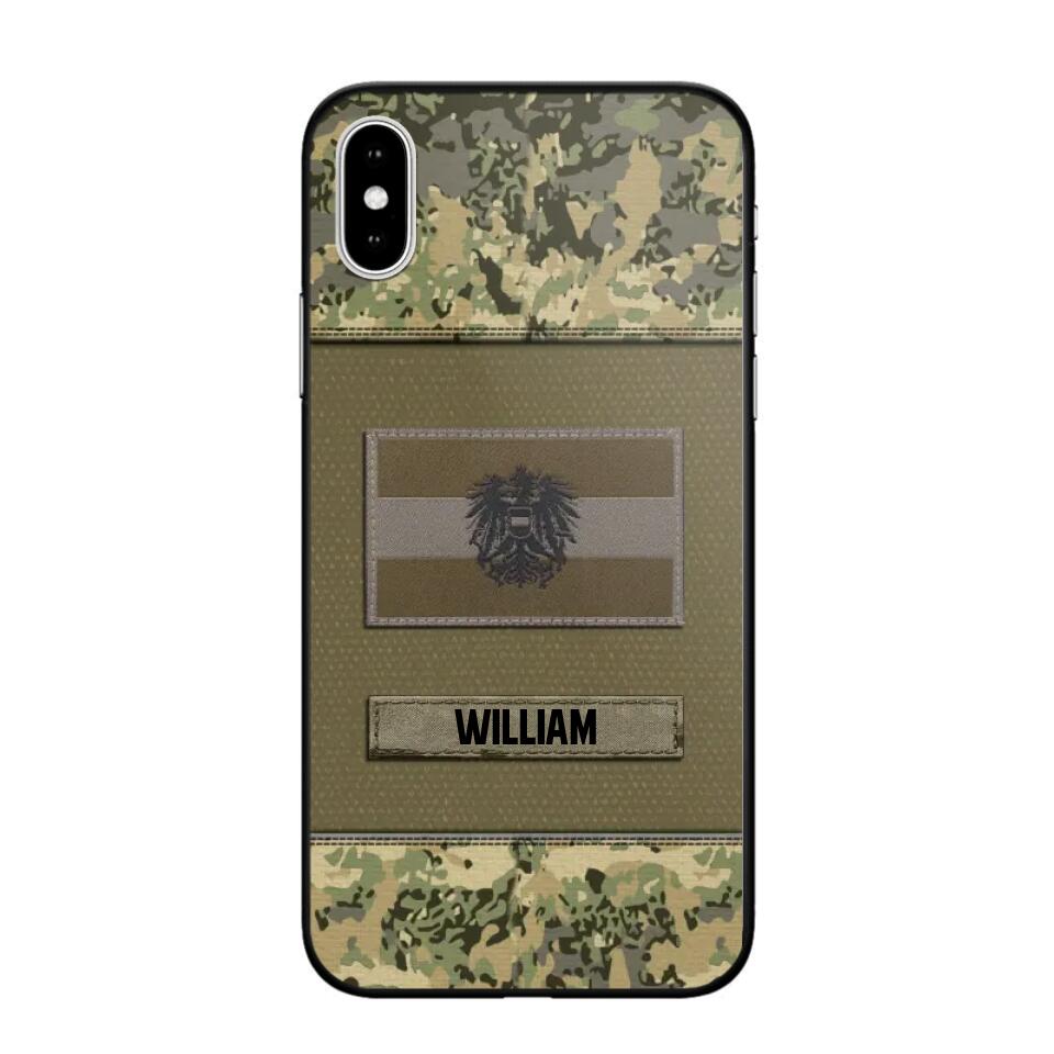 Personalized Austrian Veterans/Soldier Camo Flag Phone Case Printed 22OCT-HY15