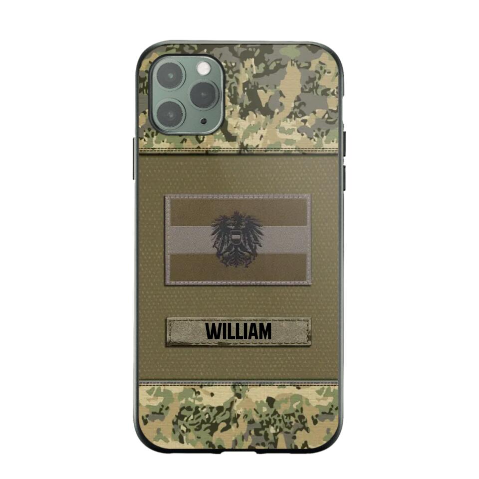 Personalized Austrian Veterans/Soldier Camo Flag Phone Case Printed 22OCT-HY15