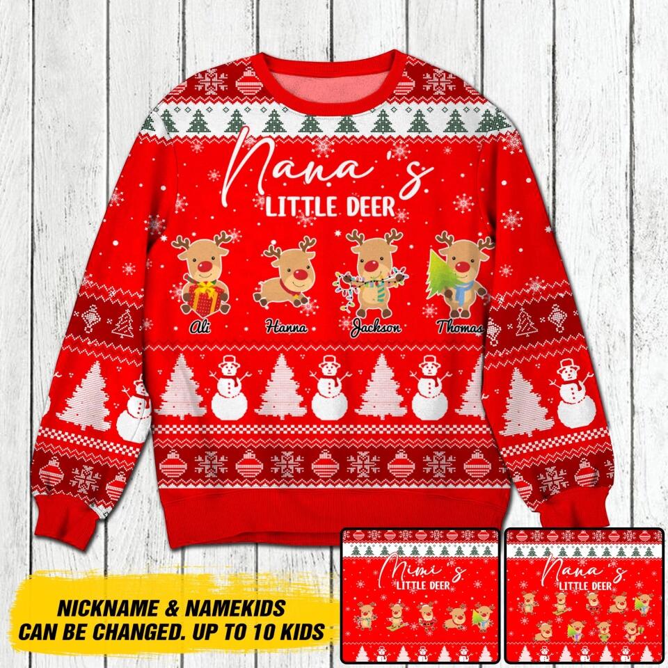 Personalized Nana's Litter Deer Christmas Sweatshirt Prined QTHY1510