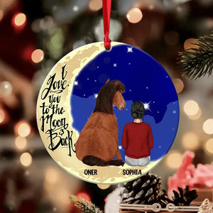 Personalized  I Love You To The Moon And Back Girl Love Horse Christmas Acrylic/Plastic Ornament Printed 22OCT-Dt17