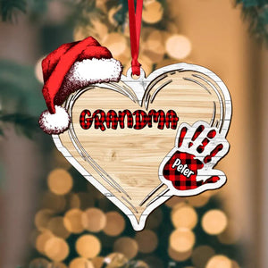 Personalized Grandma Kid Caro Color Christmas Wood Ornament Printed QTDT1810