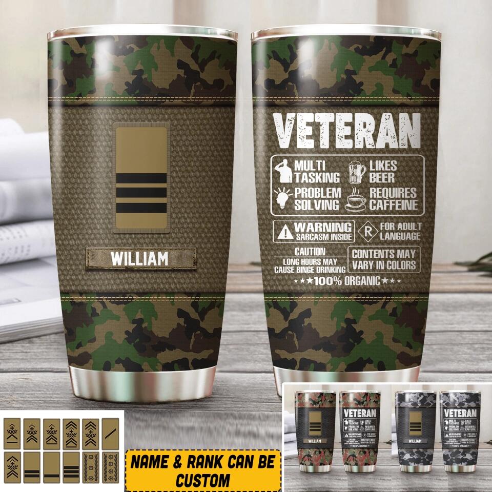 Personalized Swiss Veteran/Soldier Camo Tumbler Printed 22OCT-HQ20